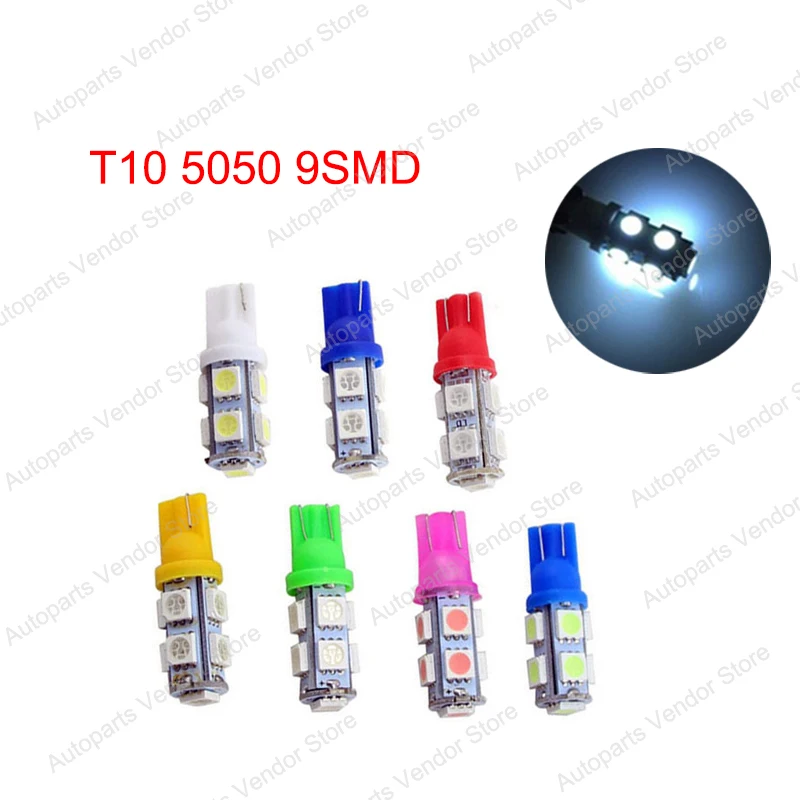 

20Pcs White T10 W5W 5050 9SMD Car Wedge LED Bulbs Replacement Clearance Lamps Door Reading Tail Box License Plate Lights 12V