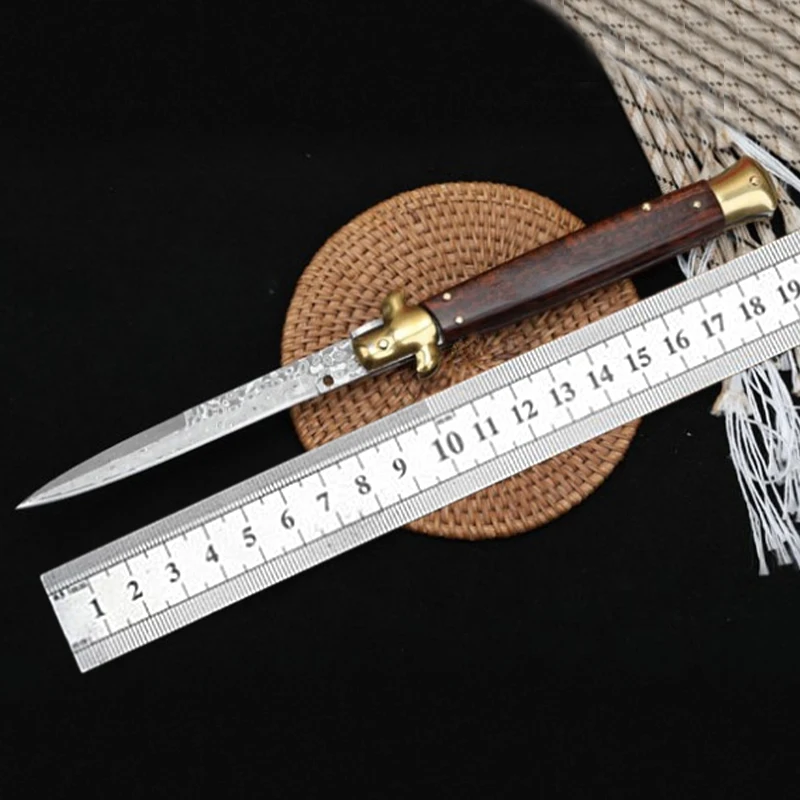 

Italy Pocket Folding Hunting Knife Damascus Steel Blade Snake Wood Handle Combat Outdoor Survival EDC Knives Tactical Camping