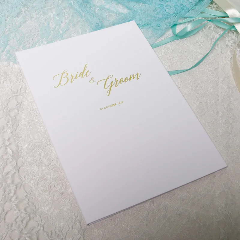 1pcs Photo Birth Signature Marriage Bridal Shower Certificate Gilding Wedding Oath Book Cover