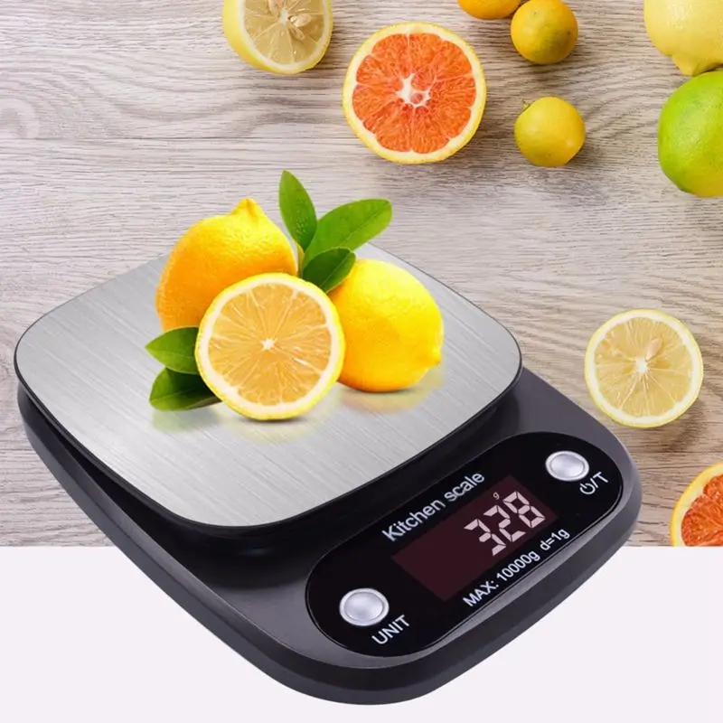 LIXF кухонные весы для выпечки еды вес цифровой ЖК электронные весы 10 кг(серебро
