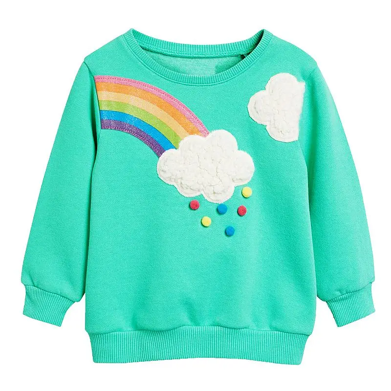 Jumping meter/толстовки для девочек; хлопковый свитер с единорогом и радугой; толстовки для малышей; одежда для маленьких девочек; осенне-зимняя детская толстовка с капюшоном