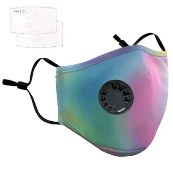 

1PC Face Mask With 2 PCS Filters PM2.5 Print Dust Proof Reusable Face Masks Carbon Filter Valving Face Cover Mascherina