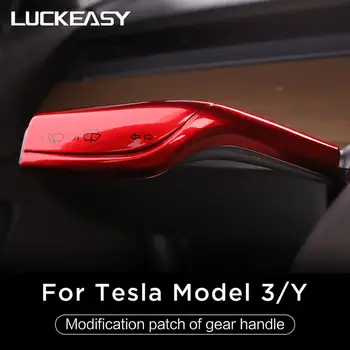 

LUCKEASY Interior remodel patch for Tesla model3 and Tesla ModelY car ABS black red white Column shift protection cover
