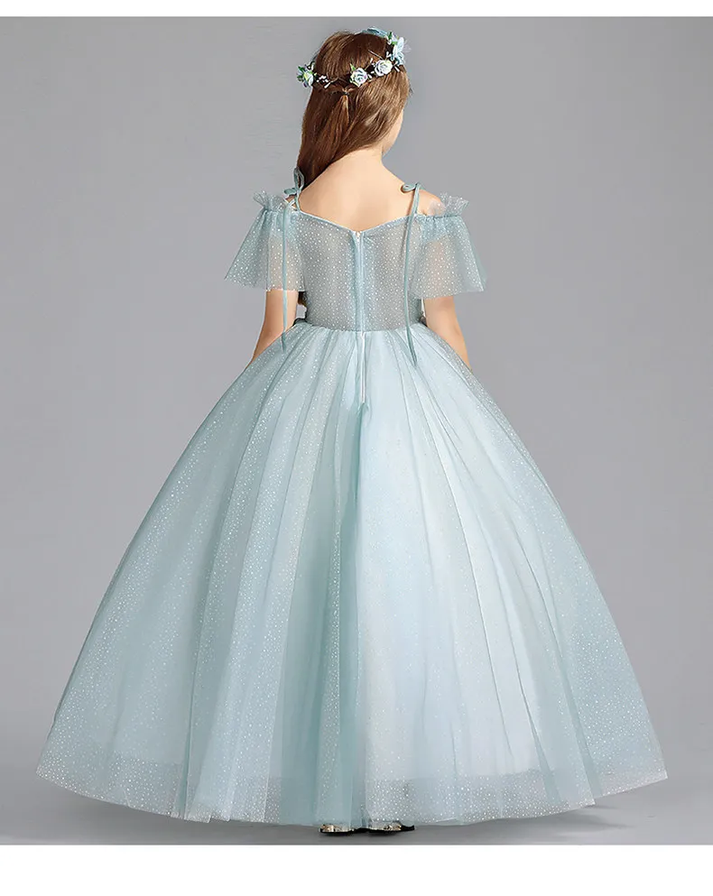 Vestidos роскошное платье принцессы с цветочной вышивкой для девочек детское