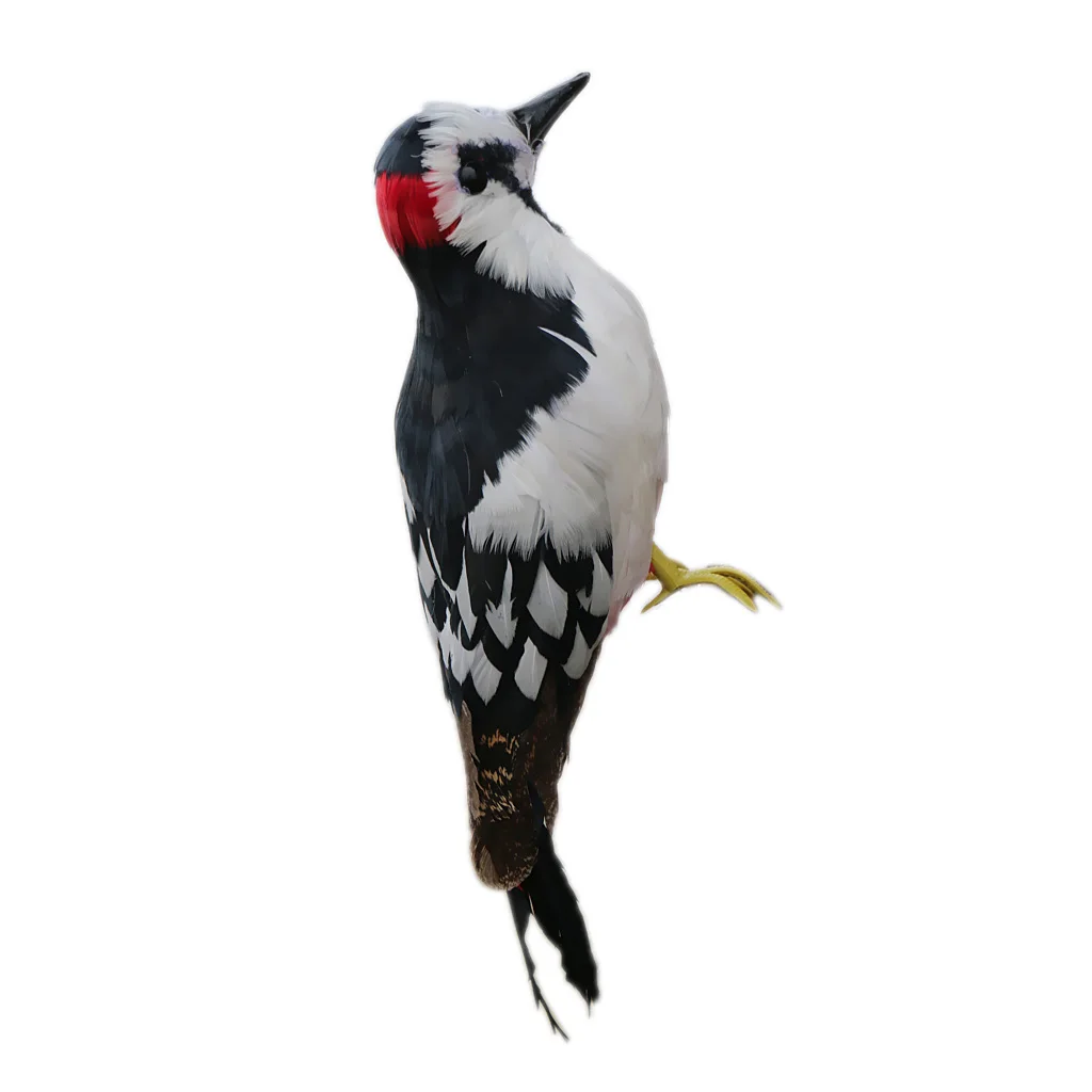 Artificial Fur Animal Woodpecker Bird Home Garden Figurine Decor 33x10x6cm