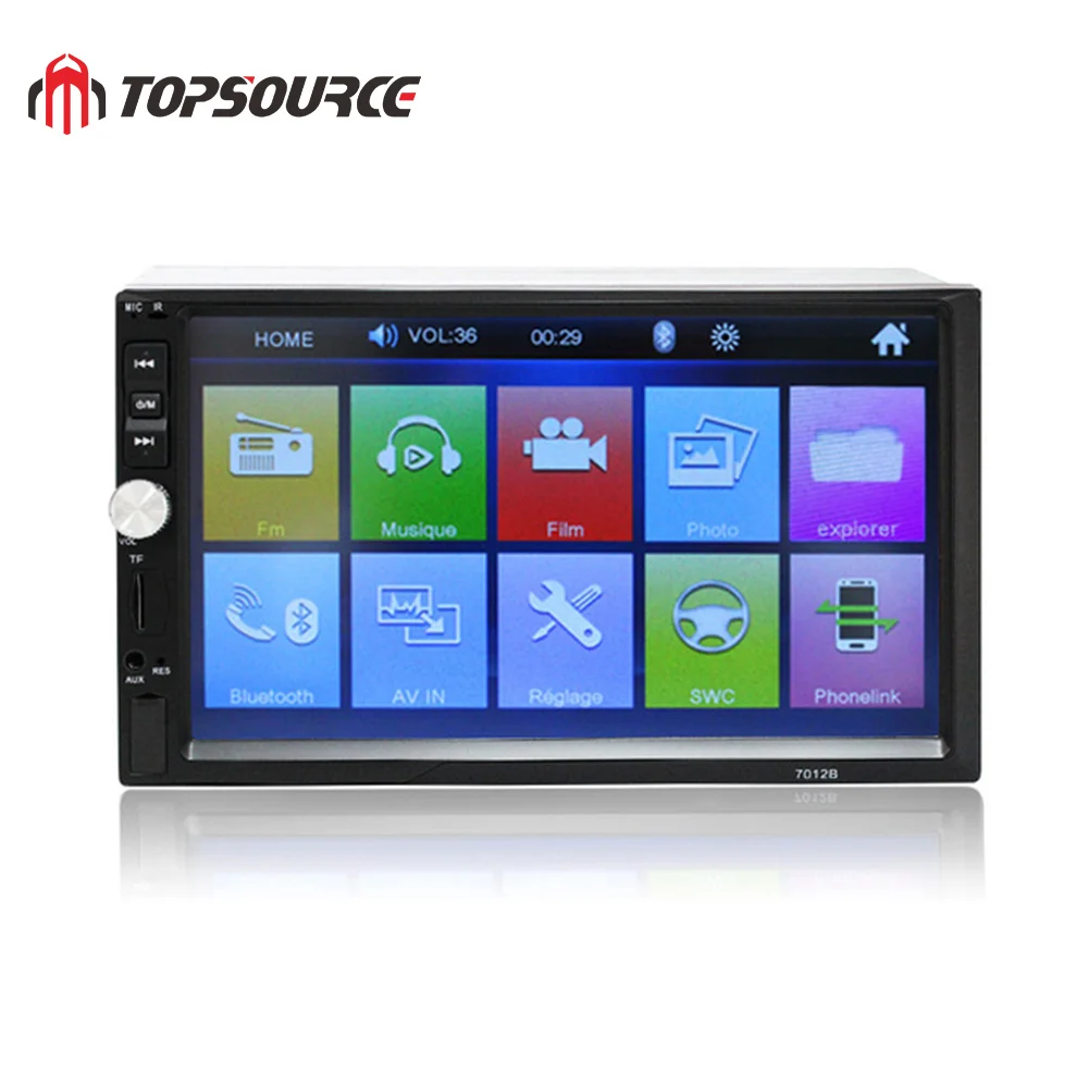 Автомобильный мультимедийный плеер TOPSOURCE, универсальный 7012B, 7 дюймов, HD сенсорный экран, аудио поддержка, Bluetooth, автомобильное радио, MP5 плеер, FM, TF, USB