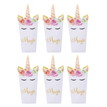 

12pcs Unicorn Party Popcorn Boxes DIY Birthday Party Decoration Unicorn Theme Party Popcorn Bags Baby Shower Kids Favors