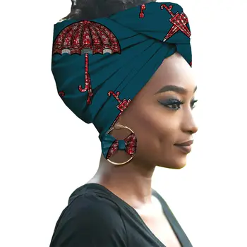 

Hot African printed batik cotton headtie with exaggerated Earrings WH005 luxury scarf hijab hats