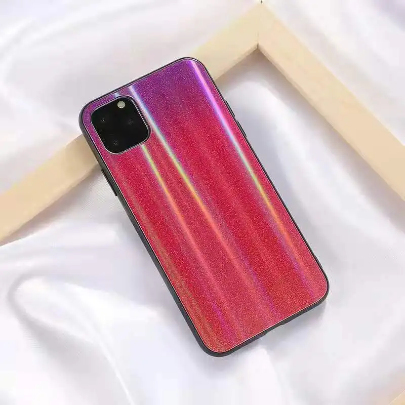 Pink Градиентный лазерный чехол для Xiaomi 8 SE 9SE Lite CC9E Mix3 чехол красочное закаленное стекло для Xiaomi Redmi Note 7 8 Pro K20 Pro - Цвет: Pink