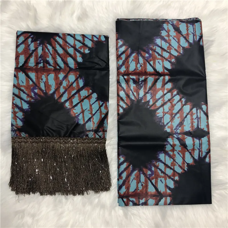 

African Bazin Riche Brode Fabric 2019 Damask Shadda Guinea Brocade Lace Material Fabric with Tassel for Dress BT 30