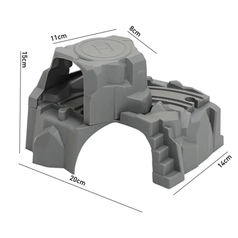 Пластиковый серый двойной тоннель деревянный поезд трек аксессуары для тоннеля трек поезд пластик серый двойной тоннель