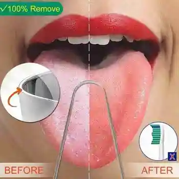 

1pcs Stainless Steel Scraping Tongue Cleaner Oral Fresh Breath Clean Reusable Tongue Coating Scraper Hygiene Health Care Tools