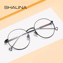 SHAUNA ретро классические круглые женские и мужские очки винтажные Модные металлические оправы прозрачные линзы