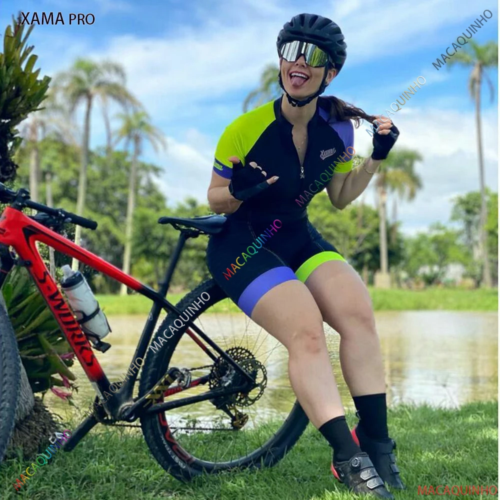 Women's Cycling Monkey On Promotion Bike Jumpsuit Xama Pro Summer Short Full Outfit Gel Cyclist Triathlon Macaquinho |
