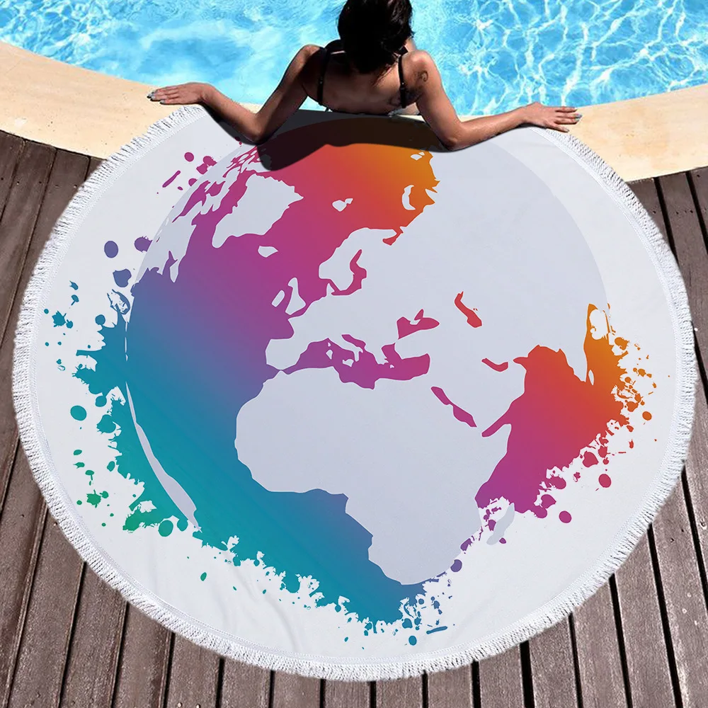 World-Map-Printed-Large-Round-Beach-Towel-Microfiber-With-Tassels-Thick-Terry-Cloth-Large-Beach-Towels (2)