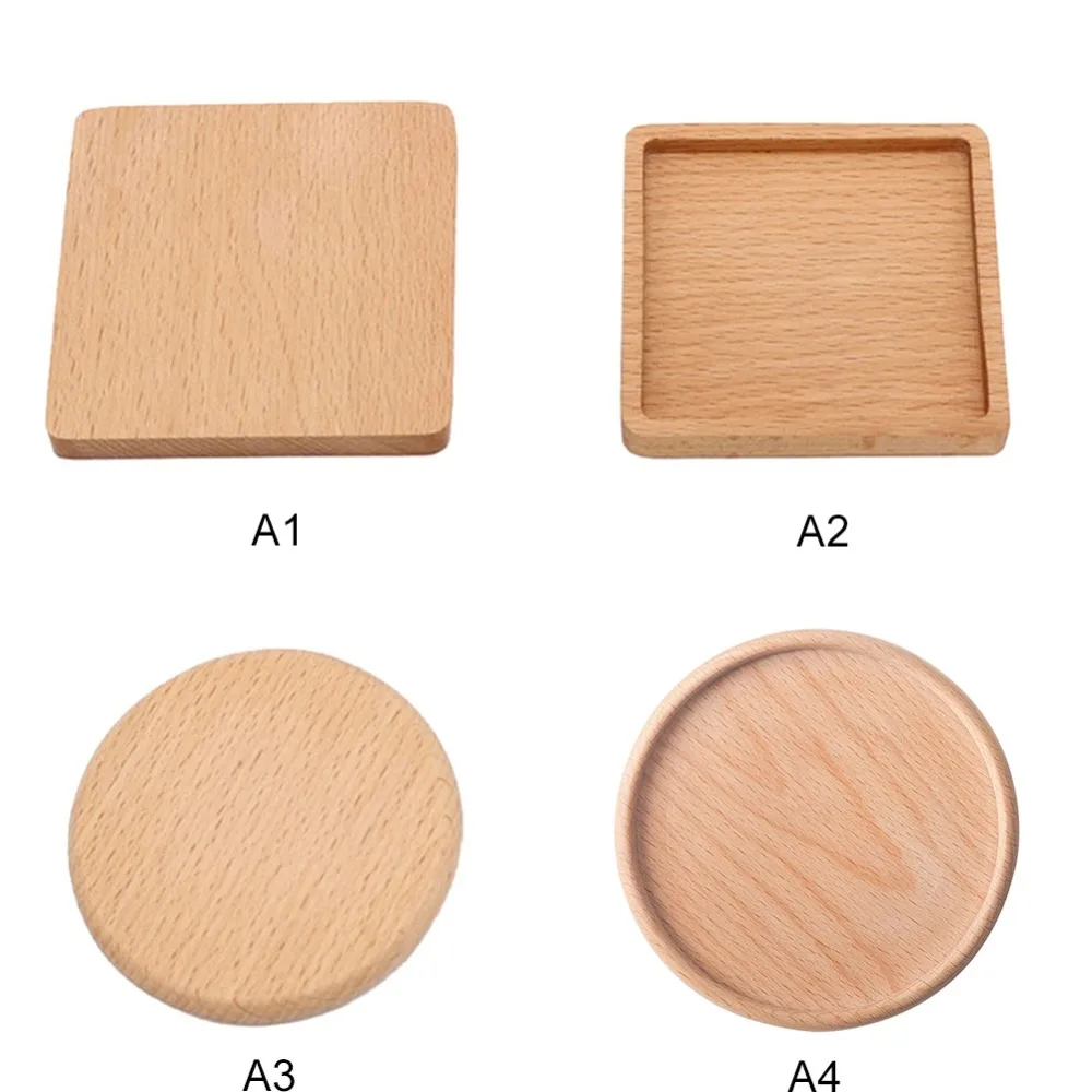 Beech Black Walnut Wood Coaster Retro Insulation Cup Mat Household Square Round Anti-scalding Coaster Drinkware Accessories