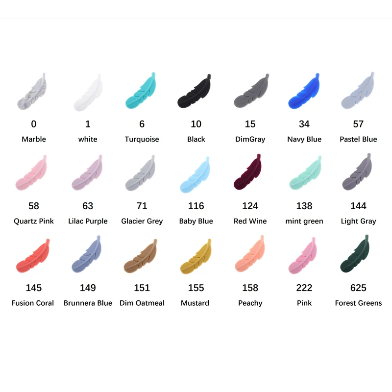 실리콘 목걸이에 대 한 20PCS 음식 실리콘 구슬 깃털 Teether 실리콘 펜던트 18MM * 56MM * 6.5MM