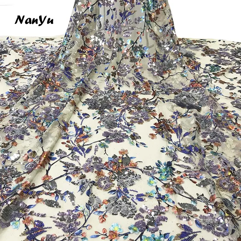 

Hot-sells African Lace Fabric Printed Net Fabric Flowers Sequin Tulle Embroidered Fabric