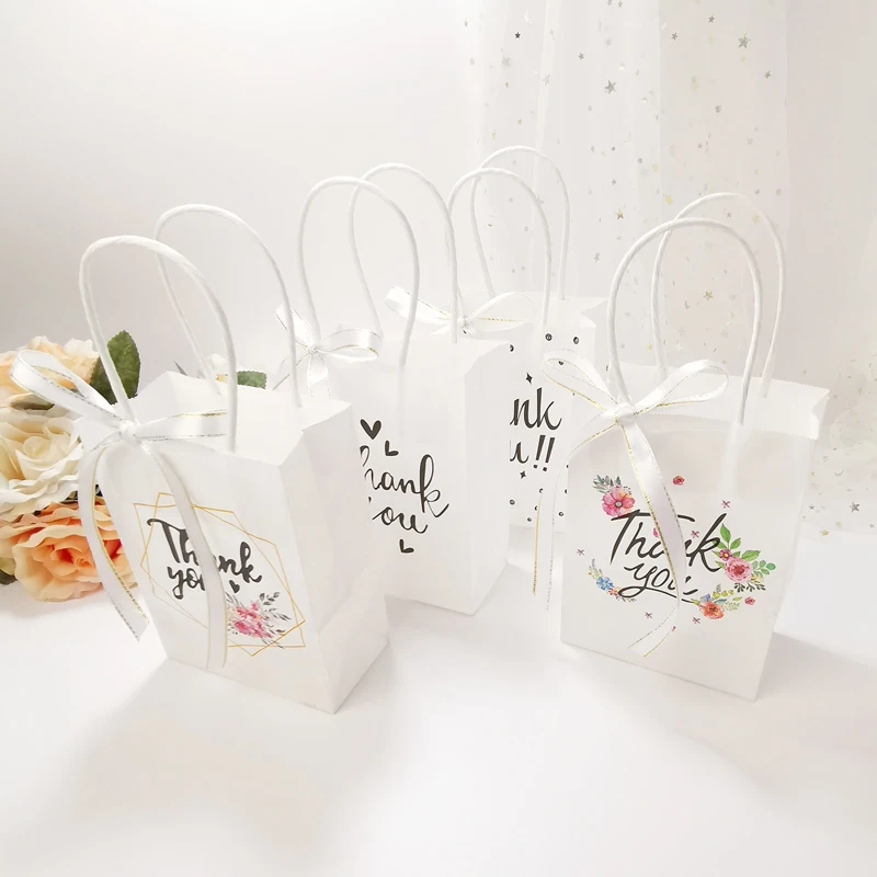 5PCS Thank You Gift Bag Packaging For Store Clothes Business With Handles Storage Bags Wedding Favor Party Supplies Handbags | Дом и сад
