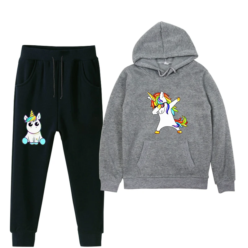 Unicorn Autumn Winter Children Toddler Baby Boys Girls Clothes Hoodies Pants 2Pcs/set Outfit Infant Kids Casual Tracksuits
