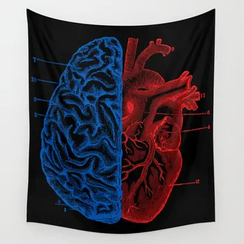 

Heart and Brain Wall Tapestry Cover Beach Towel Throw Blanket Picnic Yoga Mat Home Decoration