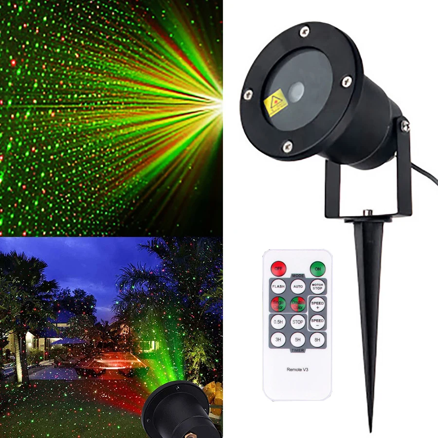 thrisdar proyector laser de navidad para exteriores lampara led de escenario discoteca verde rojo paisaje jardin ip65