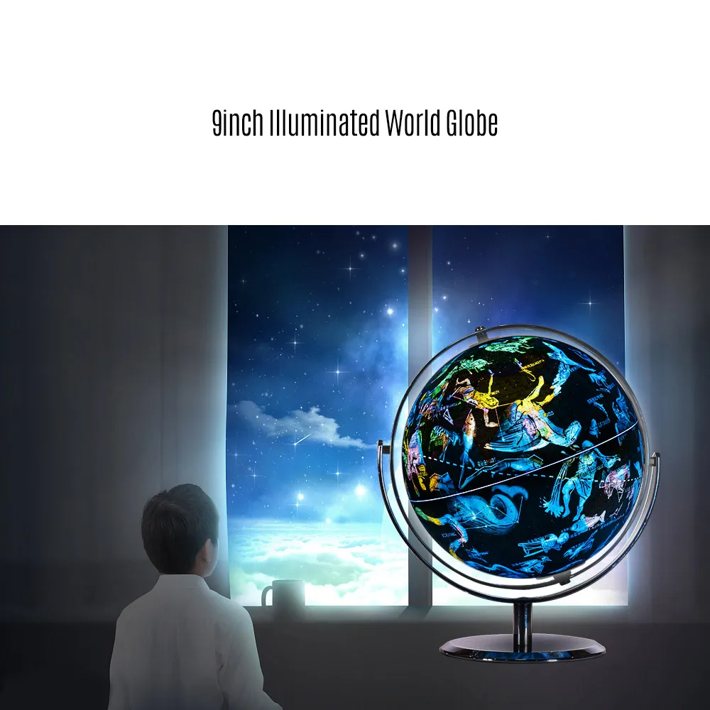

9inch World Globe World Earth Globe Tellurion Night View Constellations Map Nightlight Geography Educational Tool