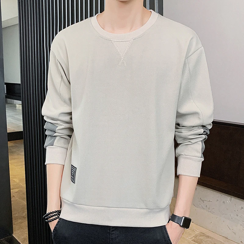 

The new 2020 spring men loose round collar fleece joker render unlined upper garment of man