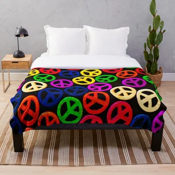 

Soft Blanket for Bed Sherpa Flannel Fleece Blanket Home Travel Sofa Soft Throw Blanket Peace Out 2