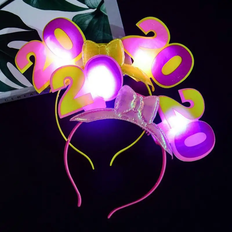 

2020 Flash Headband New Year Eve LED Light Up Headwear Blinking Hair Band Party Luminous Hair Accessories (Random Color)