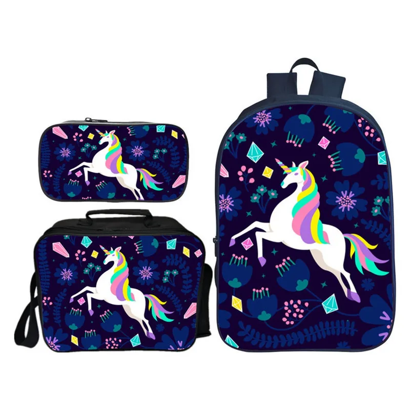 

New Cute Unicorn Children's School Bag Three-piece Suit Backpack Unicorn Primary School Backpack Shoulder Bag for Men and Women