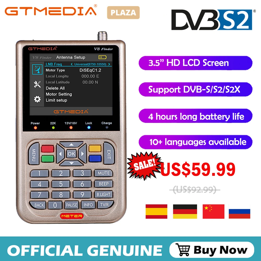 Горячая Распродажа GTMEDIA спутниковый искатель V8 SAT finder метр DVB-S/S2/S2X цифровой сигнал