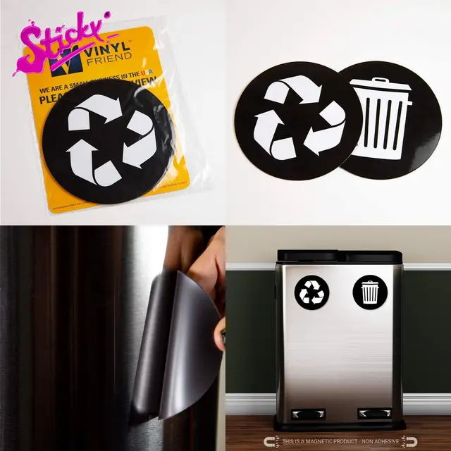 STICKY 2pcs Recycle And Trash Sticker Organize Trash For Metal Cans Containers And Bins Home Or Office Car Sticker Decal Decor