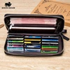 BISON DENIM Genuine leather Wallet Men Zipper Coin Pocket Long Purse Male Passport Multi-card Slots Wallet large capacity 1