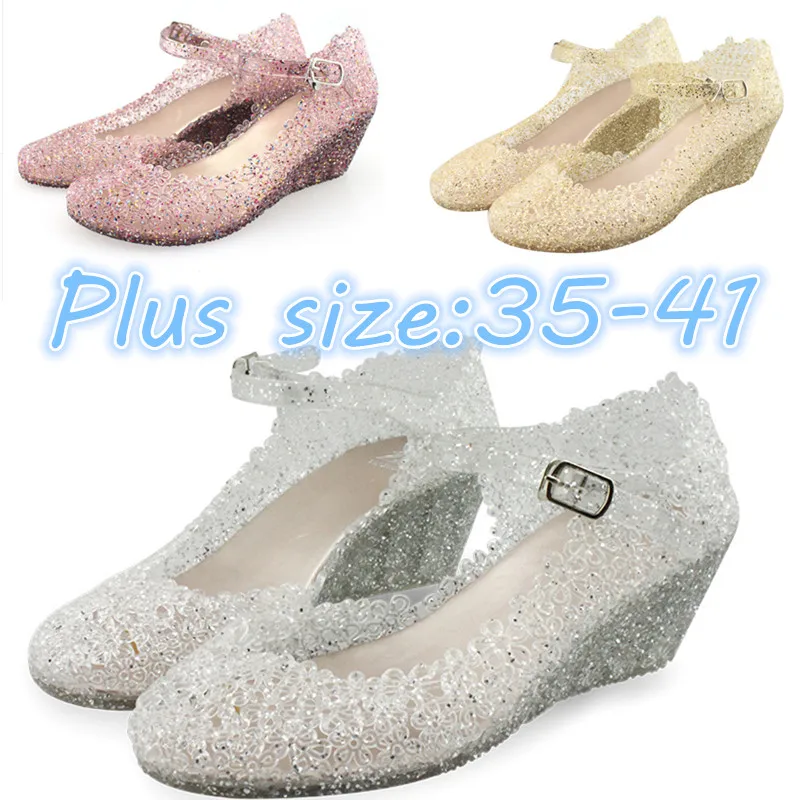 

Summer Low Price Promotion Women's Wedge Sandals Hollow PVC Breathable Casual Shoes Colored Diamond Shallow Mouth Beach Shoes