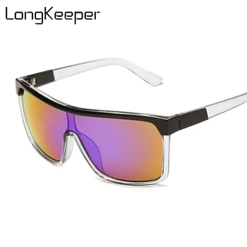 

New Oversized Sunglasses Men Women Retro Big Frame Flat Top Sun Glasses Male Colorful Lens Glasses Fashion Trendy UV400 Goggles