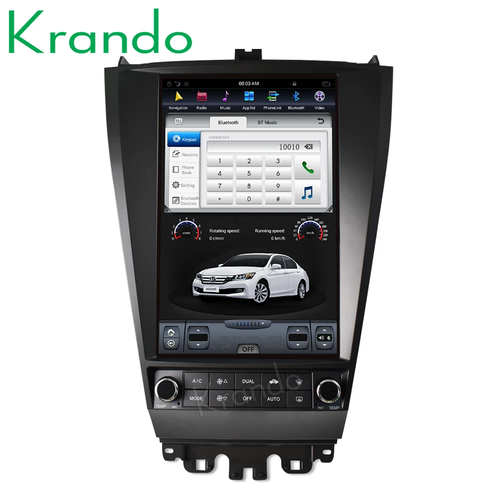 Flash Deal Krando Android 8.1 12.1" Tesla Vertical screen car radio player for Honda accord 7 2003-2007 gps navigation system 2