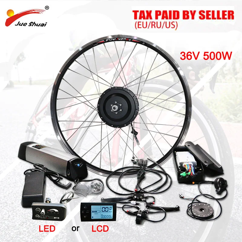 ^*Best Offers Duty Free No Tax 36V 500W eBike Conversion Kit with 36V10AH Battery Front Rear Hub Motor Wheel for Electric Bicycle ebike Kit