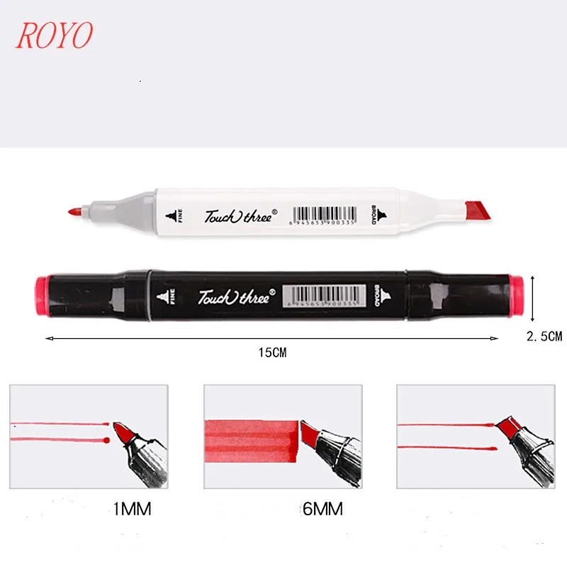 T3-60 Colors Dual Tips Permanent Marker Pens, Alcohol Based Markers Colored Artist Drawing Marker Set with Carrying Case