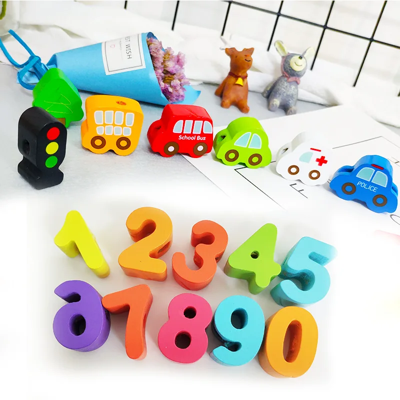 

[S] Baby Girls Threading Building Blocks Children chuan zhu Toy Educational Wear Beads Or Two-Year-Old Early Childhood Wearing R