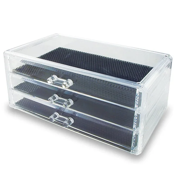 

Acrylic 3-Layer Make Up Storage Box Makeup Organizer 3 Drawers Plastic Cosmetic Lipstick Nail Polish Storage