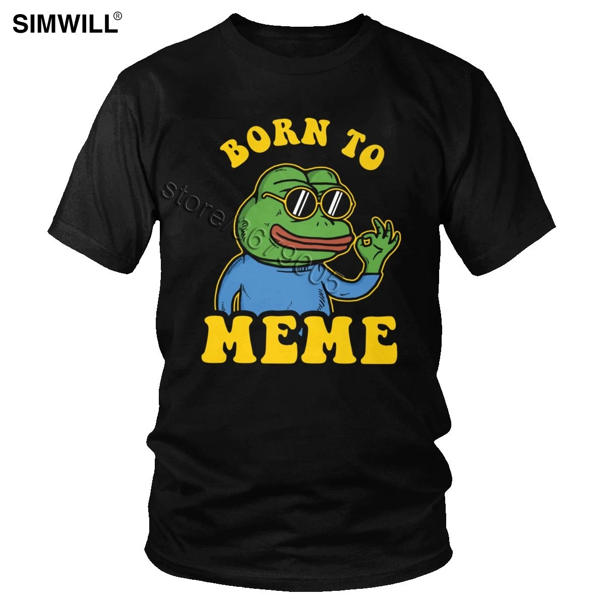 Классическая футболка с лягушонок Пепе Мужская хлопковая надписью Born To Meme