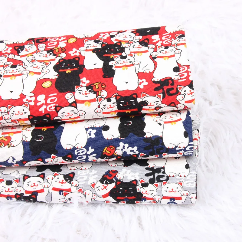 На полярда утолщенная хлопковая ткань мягкий бриз Фортуна кошка печать, ручная работа DIY мешок ткани хлопок CR-105