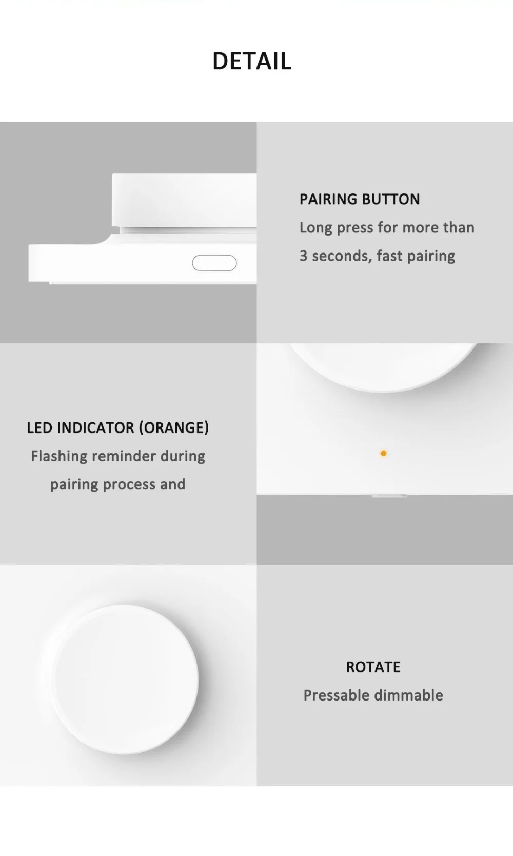 Mijia Yee светильник, умный диммер, интеллектуальная Регулировка выключения, умный светильник, все еще работает 5 в 1, настенный переключатель управления Xiaomi