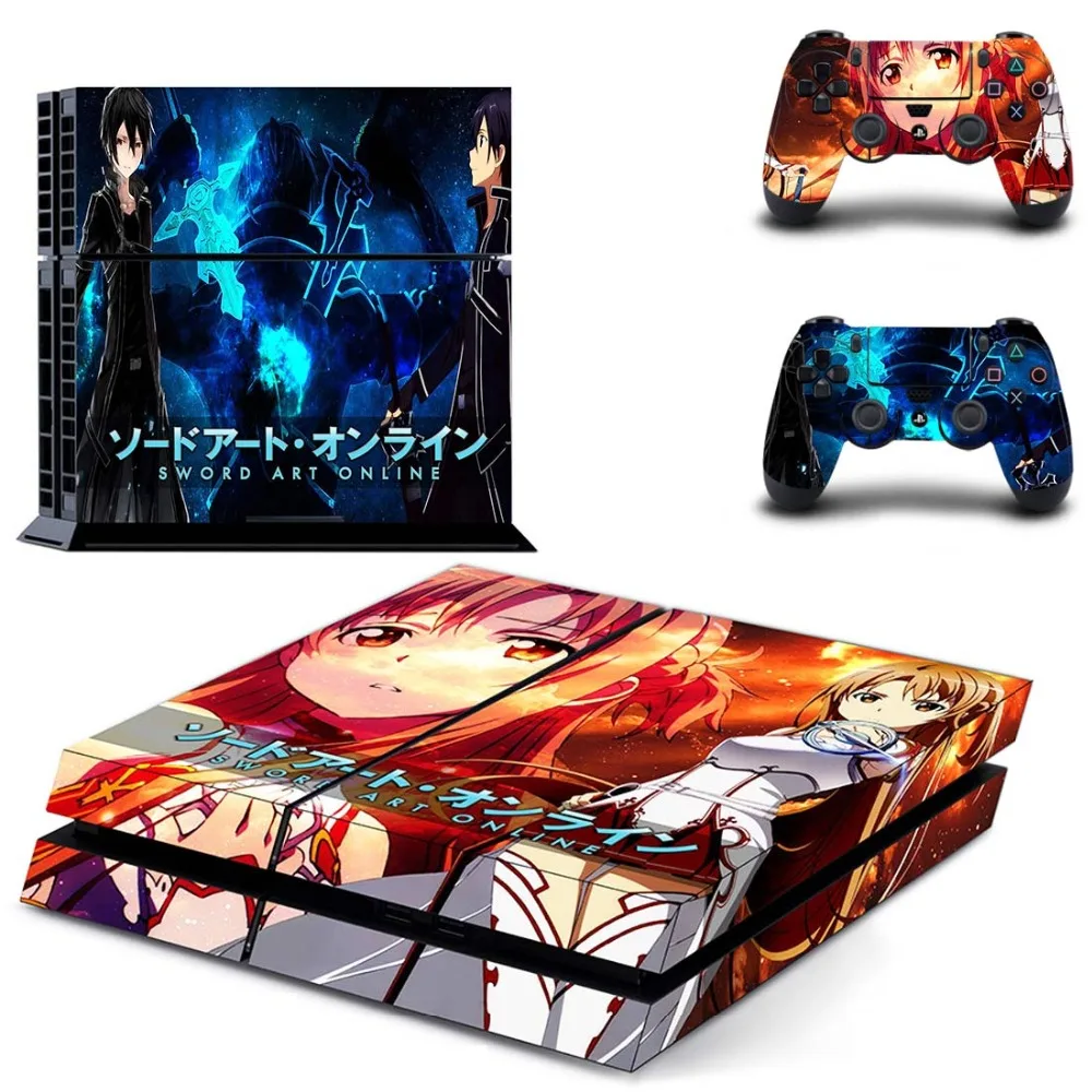 Sword Art онлайн SAO полное покрытие лицевые панели наклейка для PS4 Наклейка для playstation 4 консоль и контроллеры наклейка для PS4 виниловая наклейка