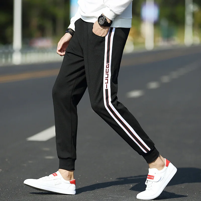 

Ankle Banded Pants Korean-style Trend Men Elasticity Pants Slim Fit Sweatpants Skinny Harem Pants Casual Pants Capri Athletic Pa