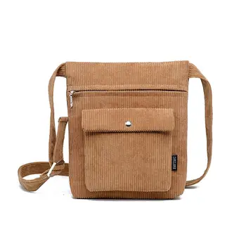 

Women Casual Solid Color Corduroy Shoulder Crossbody Bag Teen Girls Leisure Shopping Messenger Handbag