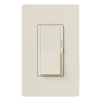 

Dimmer Switch for Dimmable LED, Halogen and Incandescent Bulbs, with Wallplate, Single-Pole or 3-Way, DVWCL-153PH-IV, Ivory