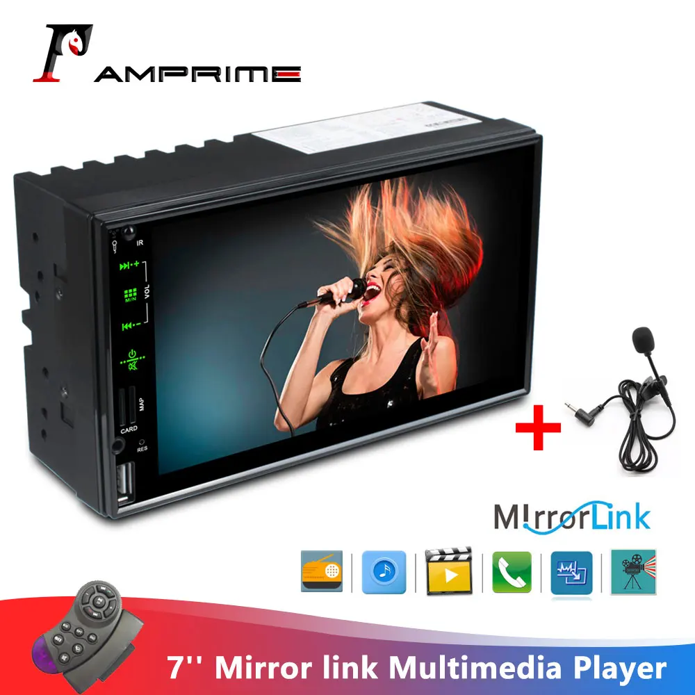 

AMPrime Car Radio Autoradio 2 Din 7'' Car Multimedia Player Mirror link MP5 Bluetooth With Microphone FM radios Backup Monitor