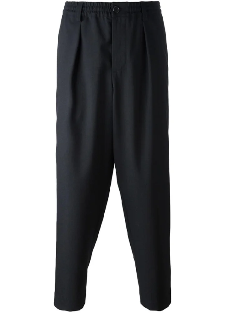Spring and summer new men's loose casual pants elastic waist fashion urban trend youth solid color nine points turnip pants